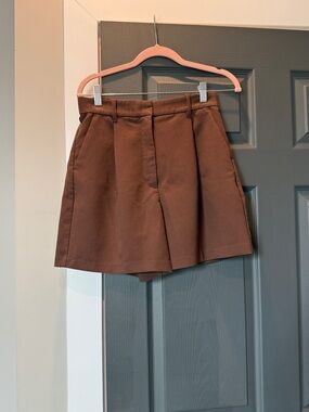 Brown Women's Tailored High-Waist Shorts